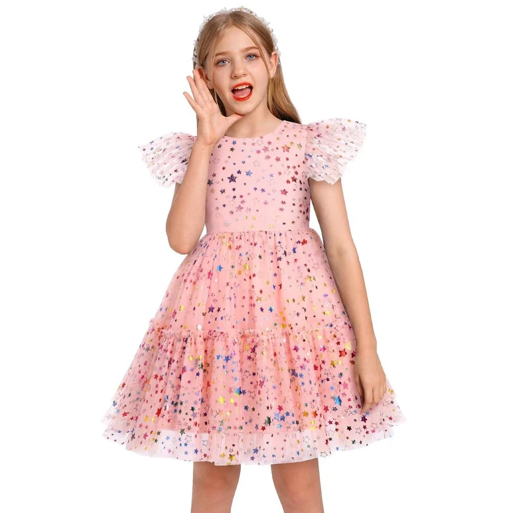 7th 8th Birthday Girl Outfit Dress Girl Toddler Boho Princess Party Dress 3-4Y